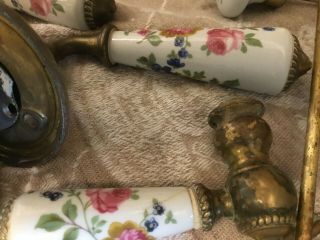 Vintage Brass Ceramic Base Bathroom Accessories Set Hardware Italy