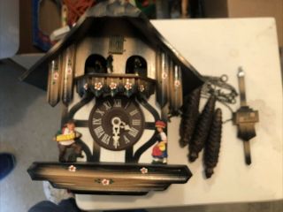 German Cuckoo Clock Vintage Black Forest Cuendet 7695 - 703 Swiss Musical Antique
