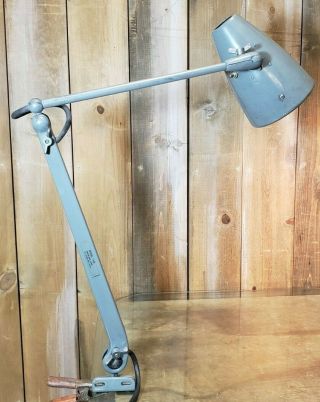 Vintage Dazor Industrial Drafting Machine Desk Light Lamp Bolt On Articulating