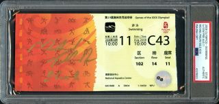 2008 Beijing Olympics Michael Phelps Signed Ticket 8 For 8 Inscription Psa/dna