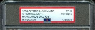 2008 BEIJING OLYMPICS MICHAEL PHELPS SIGNED TICKET 8 FOR 8 INSCRIPTION PSA/DNA 2
