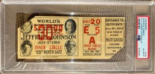 Jack Johnson Boxing V Jeffries Ticket 1910 Psa Authentic
