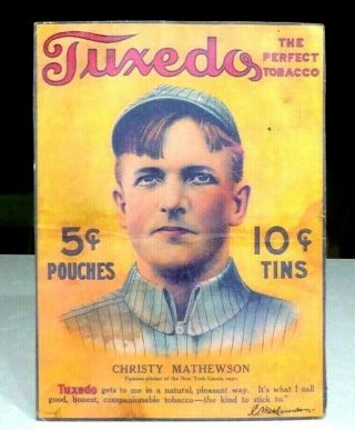 1910 Christy Mathewson Tuxedo Tobacco Baseball Display Sign Cardboard