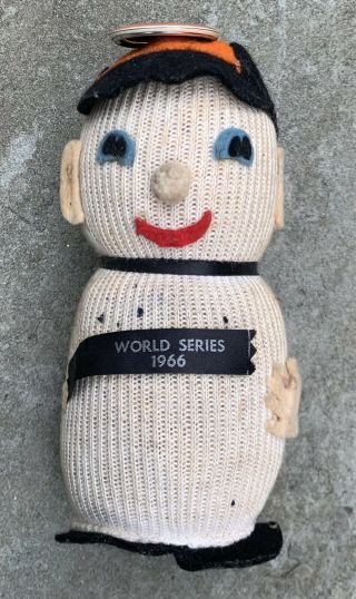 Vintage 1966 Baltimore Orioles World Series Doll W/ Pin Button Old Baseball 1960