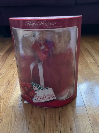 Vintage 1988 Barbie Happy Holidays Special Edition Doll Bad Box