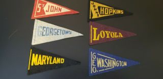1930s Red Ball Gum Mini College Pennants: 6 Maryland/dc Teams