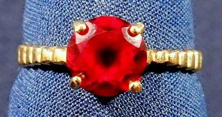 Designer 14kt Vintage Gold Ring W/ Red Stone Sz 6.  75 Estate @ Market