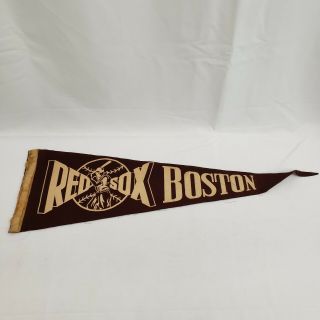 Vintage Boston Red Sox - Felt 26 " Baseball Pennant - Ball And Hitter Motif