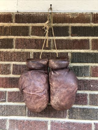 Vintage Geo Reach Abg Adult Boxing Leather Gloves Mitts Vintage Antique Old