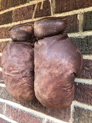 vintage Geo Reach ABG adult boxing Leather Gloves mitts vintage antique old 3