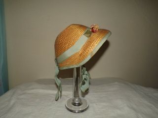 Orig Vtg 30s 40s 50s Little Girls Toddler Straw Ribbon Flowers Bonnet Dress Hat