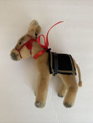 Steiff Army Donkey Mule Mohair 1957 Missing A,  Metal Button In Left Ear,  No Tags
