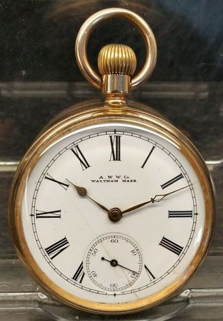 Antique Waltham,  14ct Rolled Gold,  7 Jewel,  Pocket Watch,  Runs Needs Attention.