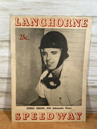 1946 Langhorne Speedway George Robson 100 Mile Midget Championship Race Program