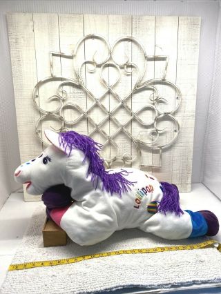 Vintage Lisa Frank 22” Lollipop Large Plush White Horse (Rainbow) Stuffed Animal 2