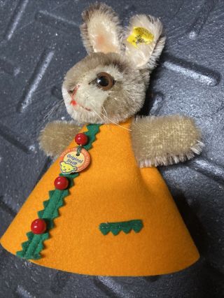 Rare Vintage Steiff 7” Rabbit Hand Puppet Made In Germany