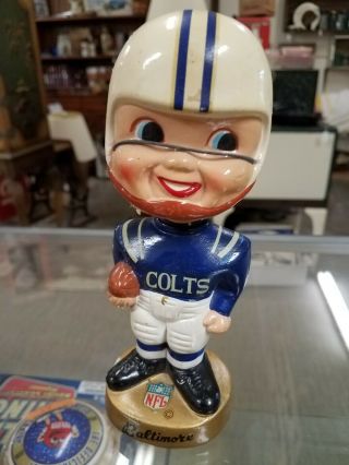 Vintage 1960s Afl Nfl Bobblehead Bobble Nodder Gold Base Baltimore Colts