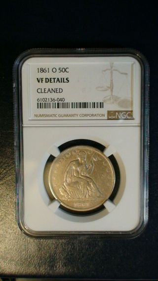 1861 O Seated Liberty Half Ngc Vf Silver 50c Coin Priced To Sell