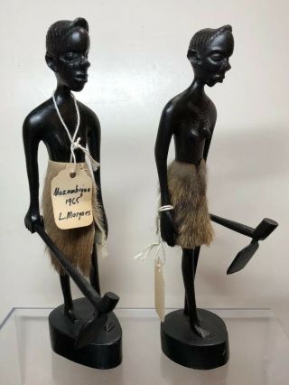 8” Vintage Handmade 1960’s Hand Carved Wooden Figures From Mozambique