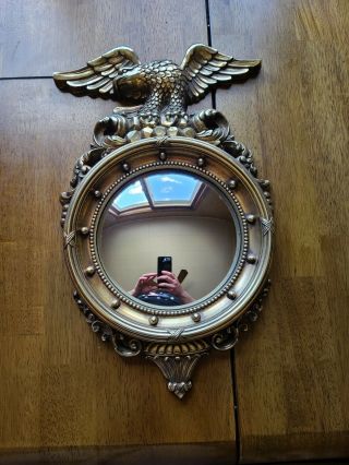 Vintage Federal Syroco 4410 American Eagle Convex Bubble Gold Mirror 16”