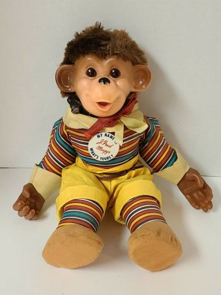 Vintage J.  Fred Muggs Ideal Rubber Face Monkey Stuffed Plush 14 " Rare