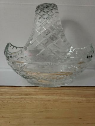 Lrge Heavy Crystal Cut Glass Easter Basket/bowl With Handle 8.  5 " Tx10 " Lx6 " W (b22)