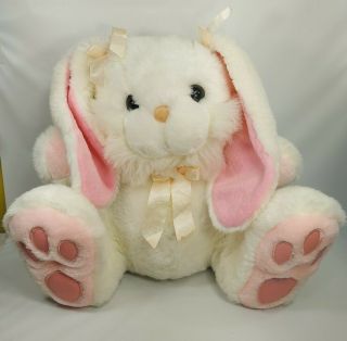 Vtg Dan Dee Hoppy Hopster Plush Large Easter Bunny Rabbit Pink And White