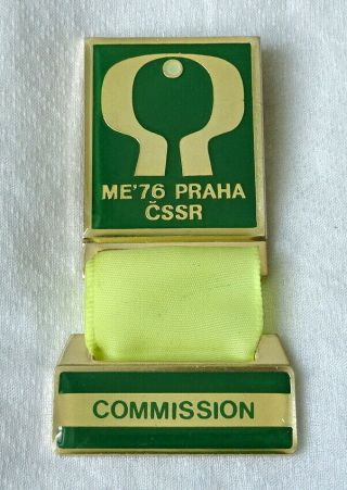 1976 European Table Tennis Championships Commission Pin Badge Rare Ping Pong