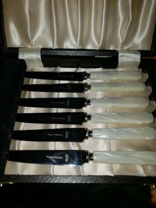 Viners Of Sheffield Mother Of Pearl And Stainless Set Of 6 Serrated Knives