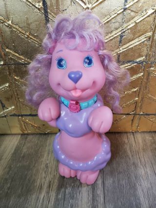Vintage Shampoodle Hasbro 1991 Pink Purple Bath Toy 12 Inch Tall Poodle Dog