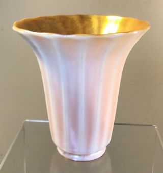 Antique Art Glass Shade Gold Aurene Iverene Signed Quezal