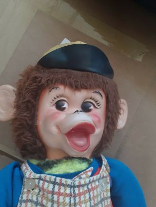 Vintage My Toy Rubber Face Monkey Big Plush Stuffed Brown 34” 1961 Rare