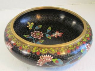 Vtg Chinese Multi Colored Florals Decorated Cloisonne Metal Bowl