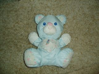 Vintage 9 1/2 " Fisher Price Blue Bear Rattle Puffalump Stuffed Plush Toy - Rare