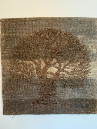 Don Freedman Style Vintage Mid Century Textile Woven Jute Wall Hanging Tree