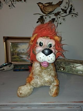 Vintage Rubber Faced Lion 1964 Rare 15inch Tall My Toy
