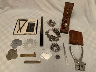 Antique Assorted Jewelers Tools Gold Diamond Pocket Scale Ring Sizer Gauges Rare