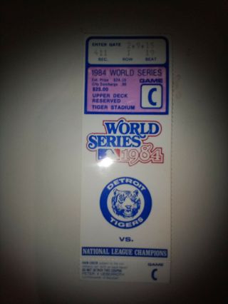 1984 Detroit Tigers World Series Ticket Stub - Game C - Tiger Stadium.