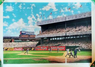 “long Ago Polo” Babe Ruth Baseball Polo Grounds Litho By Bill Purdom Ap 45/60