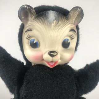 Vintage MY TOY Rubber Face Plush SQUIRREL / SKUNK Black & White Stuffed Animal 2