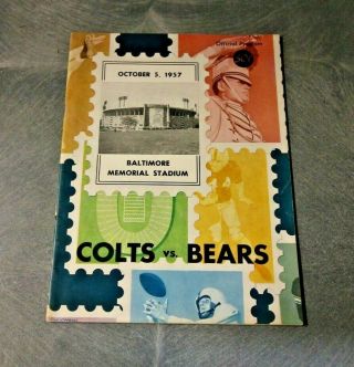 1957 Baltimore Colts V Chicago Bears Official Program Nfl Pro Football Memorial