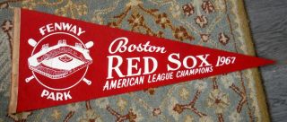 Vintage 1967 Boston Red Sox Fenway Park Pennant Am League Champions P780