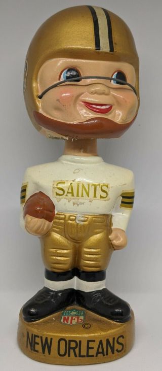 1960s Vintage Orleans Saints Bobblehead Nodder Made In Japan Gold Base - Jb