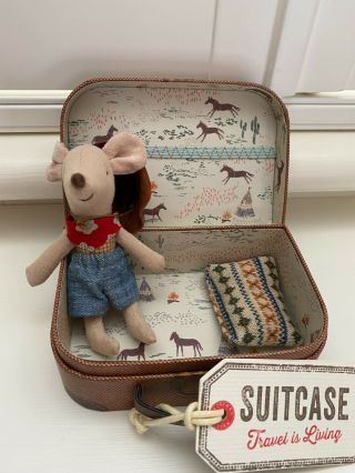 Maileg Cowboy Mouse Little Brother In Suitcase - Retired