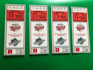 1987 Minnesota Twins World Series Ticket Stubs Games 1,  2,  6,  And 7