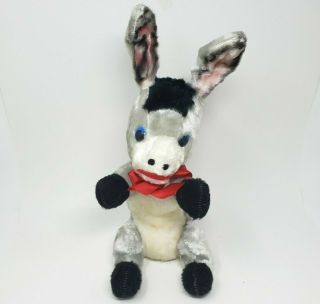16 " Vintage Grey Black & White Donkey Stuffed Animal Plush Antique Poseable Ears