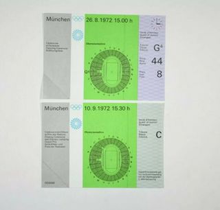 1972 Olympics Munich Ticket Stubs Opening And Closing Ceremonies