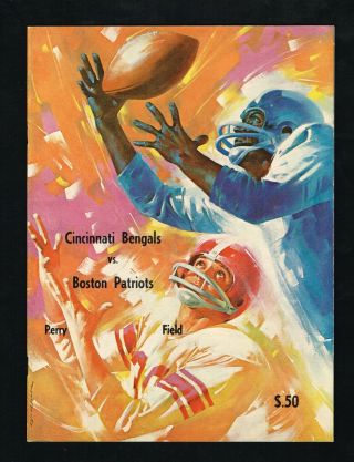 1969 Cincinnati Bengals Vs Boston Patriots Afl Football Exhibition Game Program