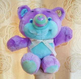 Vtg 1987 Playskool Nosy Bear Dizzy Nosey Bears Purple Teal Teddy Spiral/works