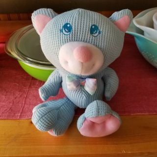 Vintage Fisher Price Cozies Blue Thermal Waffle Plush Baby Bear 1994 Lovey